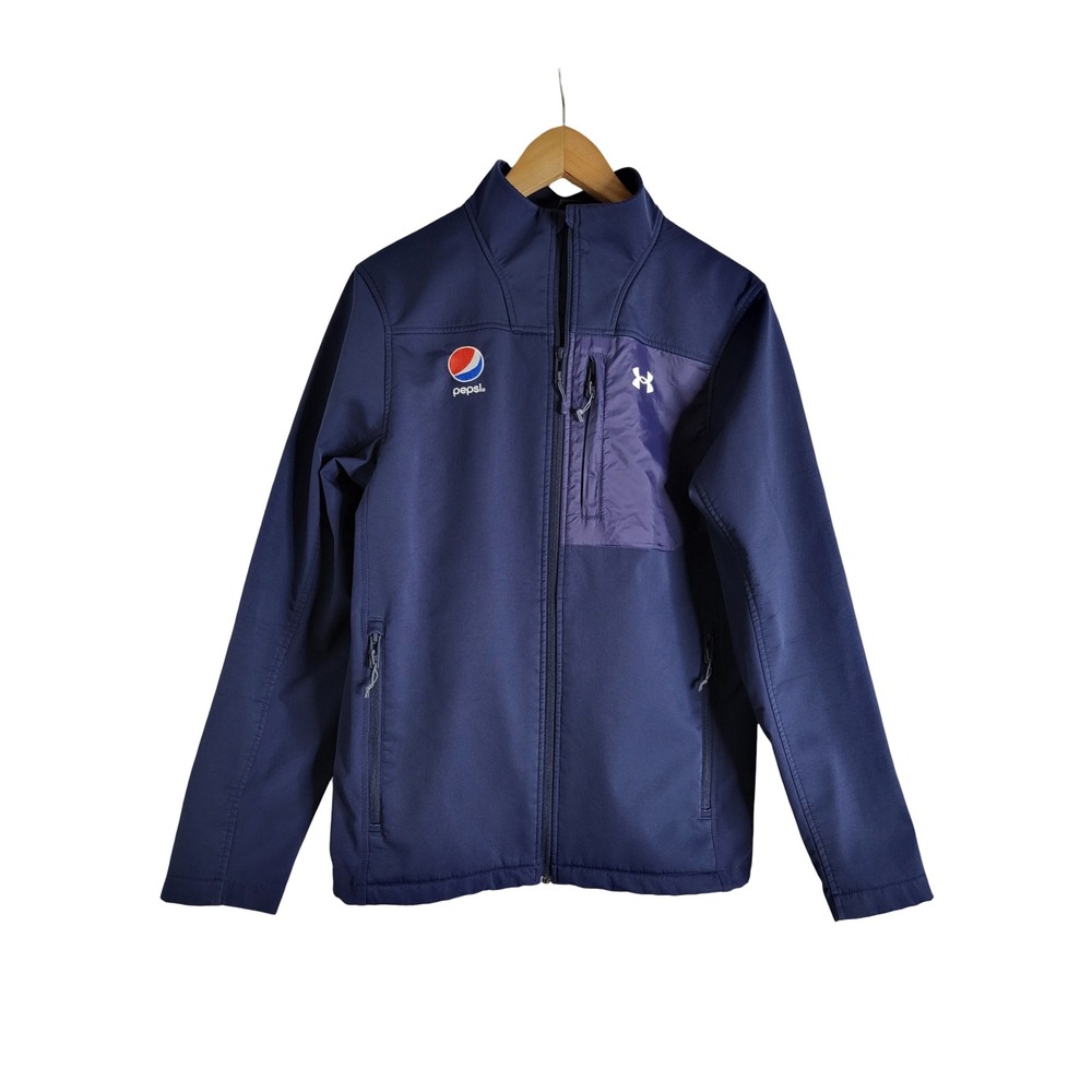 Under Armour Pepsi Mens Small ColdGear Infrared Storm Softshell Jacket Navy Blue